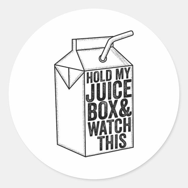 Funny Toddler Hold My Juice Box And Watch This Boy Runder Aufkleber (Vorderseite)