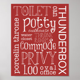 Funny Toilet Badezimmer Rotes Schildkröten Plakat