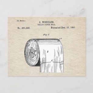 Funny Toilet Paper Roll Patent Postkarte