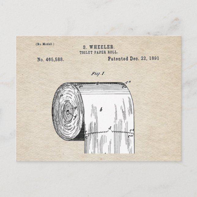 Funny Toilet Paper Roll Patent Postkarte (Vorderseite)