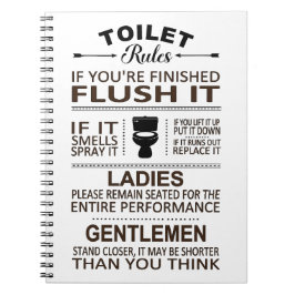Funny Toilet Rules Bathroom Humor Notizblock