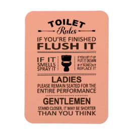 Funny Toilet Rules Bathroom Restroom Humor Magnet
