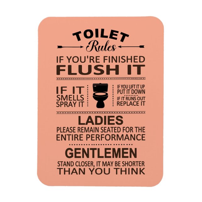 Funny Toilet Rules Bathroom Restroom Humor Magnet (Vertikal)