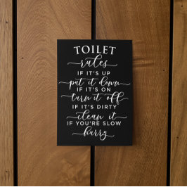 Funny Toilet Rules – Elegant White Text on Black Postkarte