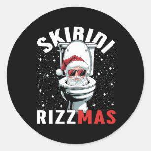 Funny Toilet Santa Skibidi Rizzmas Weißer Elefant Runder Aufkleber