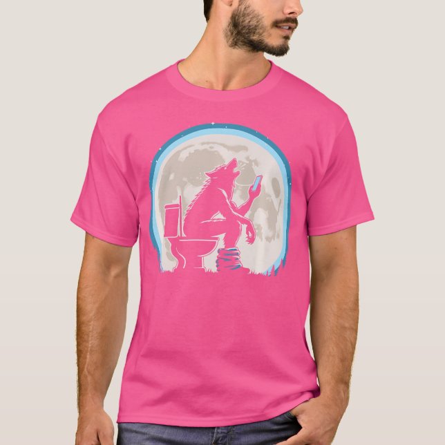 Funny Toilet Spaß Werwolf oder Wolf Howling am T-Shirt (Vorderseite)