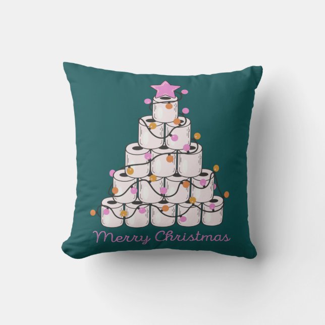 Funny Toilette Papier Weihnachtsbaum Niedlich farb Kissen (Vorderseite)