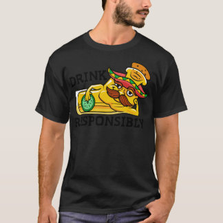 Funny toon Tequila Shot mit Sombrero Drink Respon T-Shirt