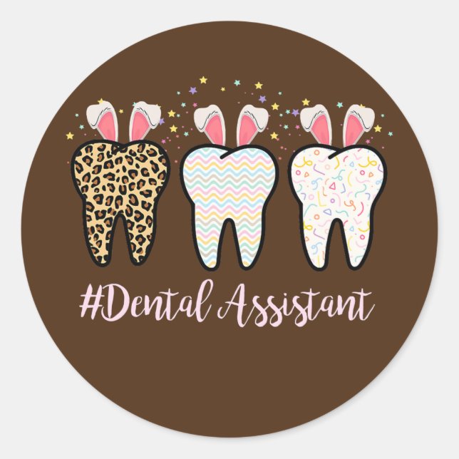 Funny Tooth Dental Assistant Zahnarzt Leben Ostern Runder Aufkleber (Vorderseite)