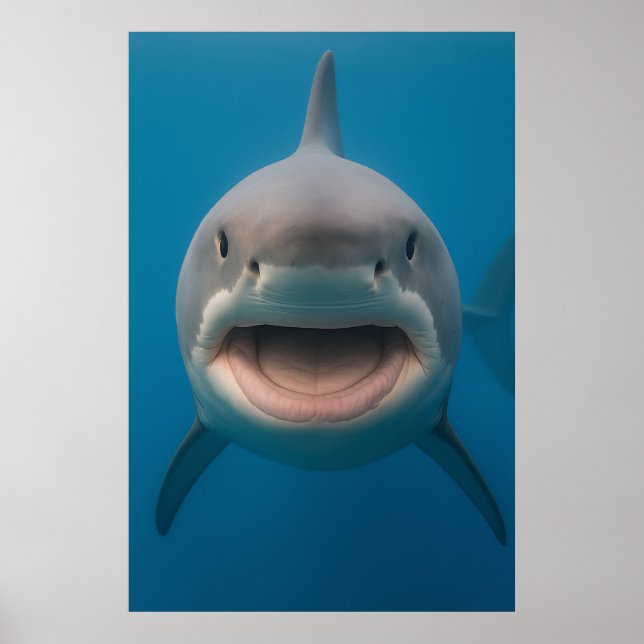 Funny Toothless Great White Shark Wall Art Poster (Vorne)