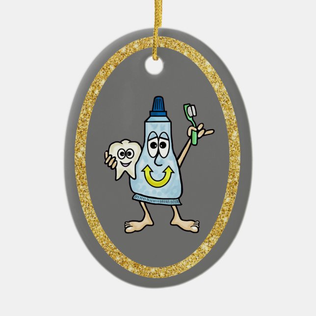 Funny Toothpaste und Zahnschmuck Keramik Ornament (Vorne)