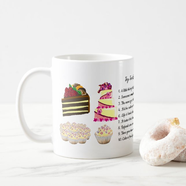 FUNNY Top 10 Gründe, um Kuchen individuell zu esse Kaffeetasse (Mit Donut)