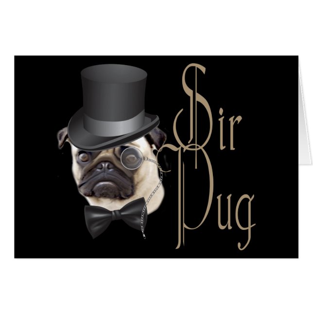 Funny Top Hat Monocle Sir Mops Dog (Vorderseite (Horizontal))