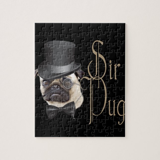 Funny Top Hat Monocle Sir Mops Dog (Vertikal)