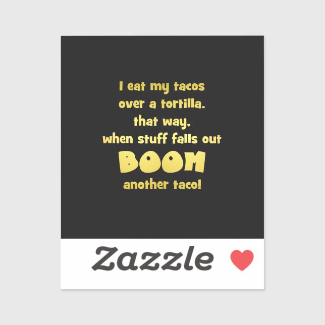 Funny Tortilla Boom Joke Aufkleber (Blatt)