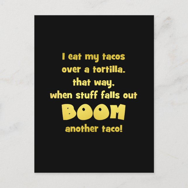 Funny Tortilla Boom Joke Feiertagspostkarte (Vorderseite)