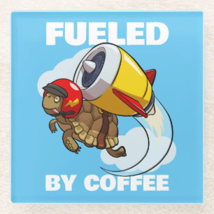 Funny Tortoise gespeist von Coffee Jet Pack Cartoo Glasuntersetzer