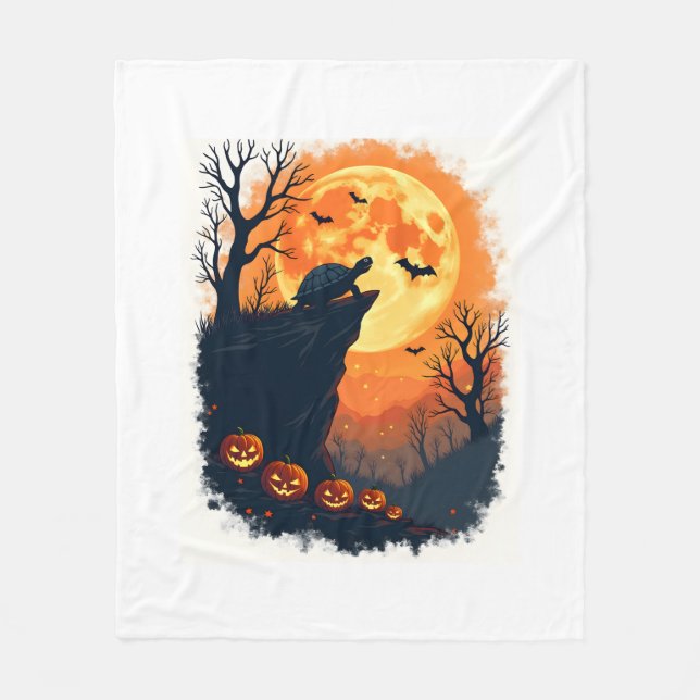 Funny Tortoise Halloween Silhouette Spooky Tortois Fleecedecke (Vorderseite)