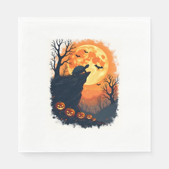 Funny Tortoise Halloween Silhouette Spooky Tortois Serviette (Vorderseite)