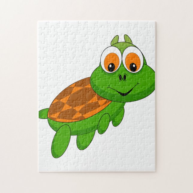 Funny Tortoise in Grün und Orange (Vertikal)