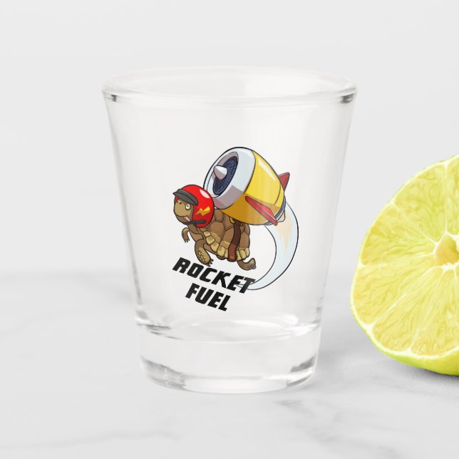 Funny Tortoise Rocket Fuel Flying Jet Cartoon Schnapsglas (Vorderseite)