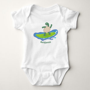 Funny tortoise wave surfing Cartoon Baby Strampler