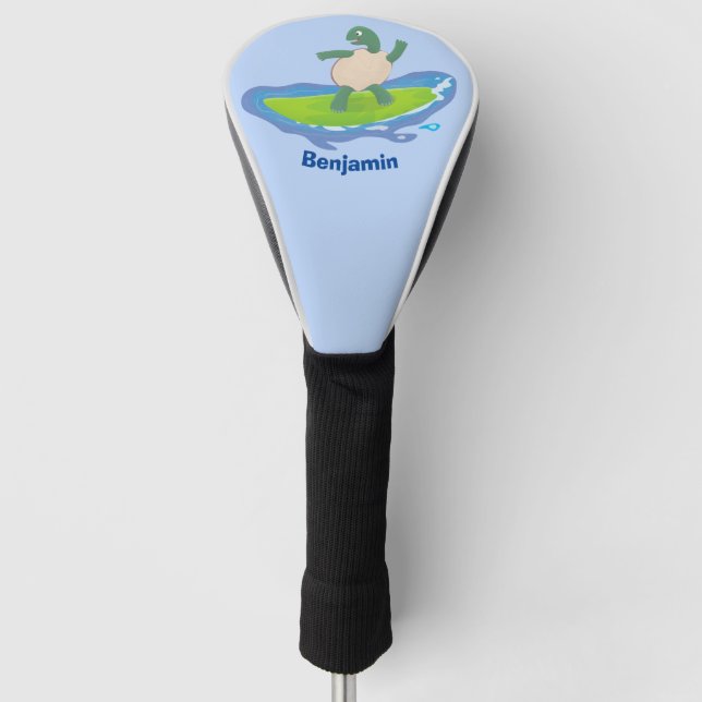 Funny tortoise wave surfing Cartoon Golf Headcover (Vorderseite)
