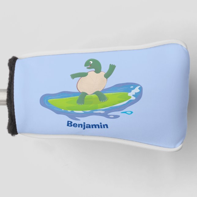 Funny tortoise wave surfing Cartoon Golf Headcover (Vorderseite)