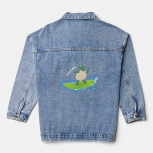 Funny tortoise wave surfing Cartoon Jeansjacke