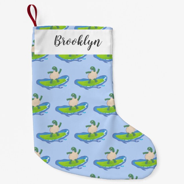 Funny tortoise wave surfing Cartoon Kleiner Weihnachtsstrumpf (Vorderseite)