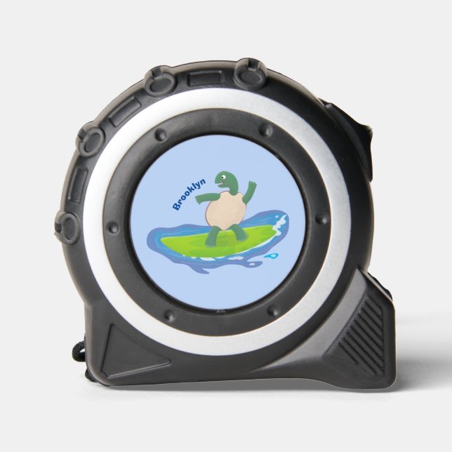 Funny tortoise wave surfing Cartoon Maßband (Vorderseite)