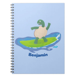 Funny tortoise wave surfing Cartoon Notizblock