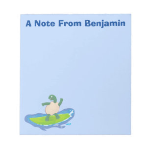 Funny tortoise wave surfing cartoon notizblock