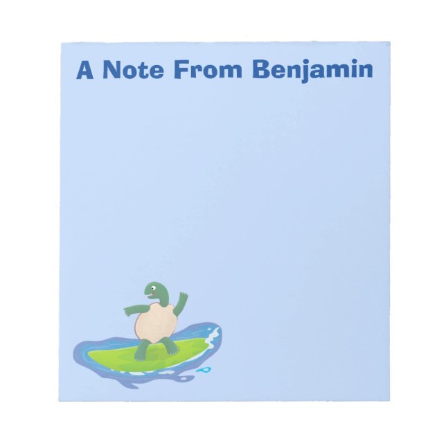 Funny tortoise wave surfing cartoon notizblock (Vorderseite)