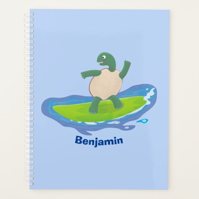 Funny tortoise wave surfing Cartoon Planer (Vorderseite)