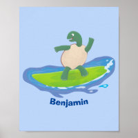 Funny tortoise wave surfing Cartoon