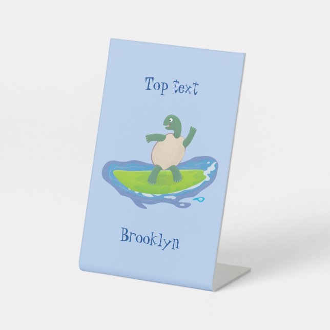 Funny tortoise wave surfing Cartoon Sockelschild (Vorderseite)