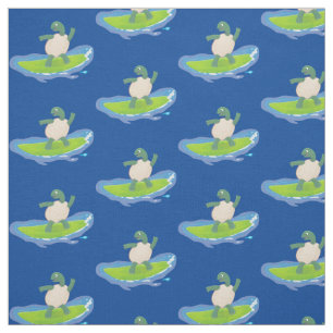 Funny tortoise wave surfing Cartoon Stoff