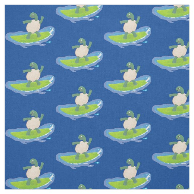 Funny tortoise wave surfing Cartoon Stoff (Muster)