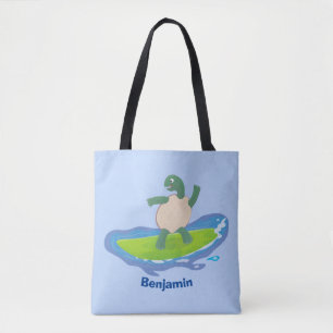 Funny tortoise wave surfing Cartoon Tasche
