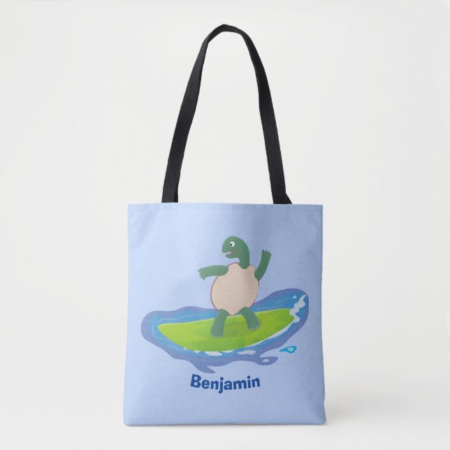 Funny tortoise wave surfing Cartoon Tasche (Vorderseite)