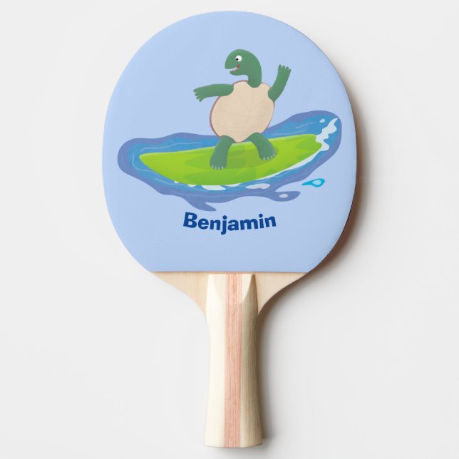 Funny tortoise wave surfing Cartoon Tischtennis Schläger (Vorderseite)