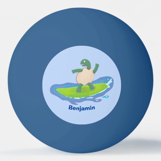 Funny tortoise wave surfing Cartoon Tischtennisball (Vorderseite)