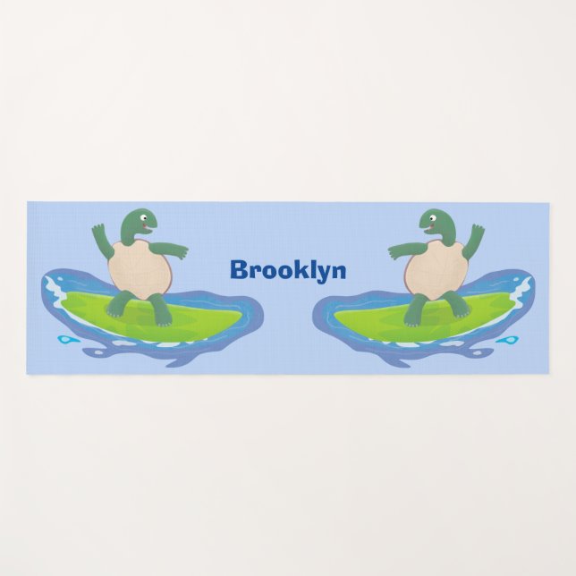 Funny tortoise wave surfing Cartoon Yogamatte (Vorderseite (Horizontal))