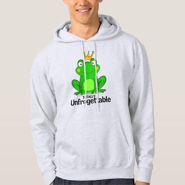 Funny "Totally Unfrogettable" Frog Pun Hoodie (Vorderseite)