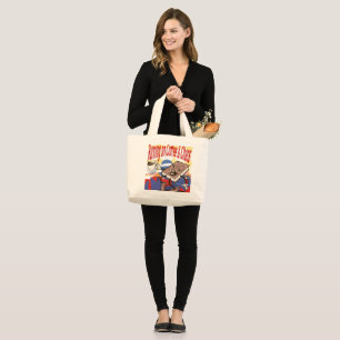 Funny Tote Bag - Auf Kaffee & Chaos laufen Jumbo Stoffbeutel