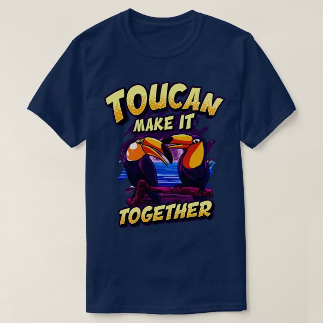 Funny Toucan machen es zusammen Adorable Bird Puff T-Shirt (Design vorne)