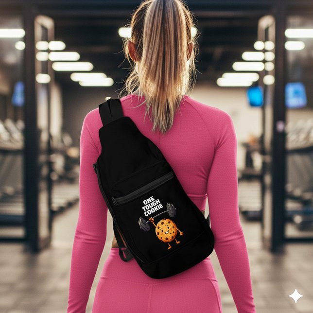 Funny Tough Cookie Lifting Barbell Crossbody Bag (Funny One Tough Cookie Slingbag Cover Photo)