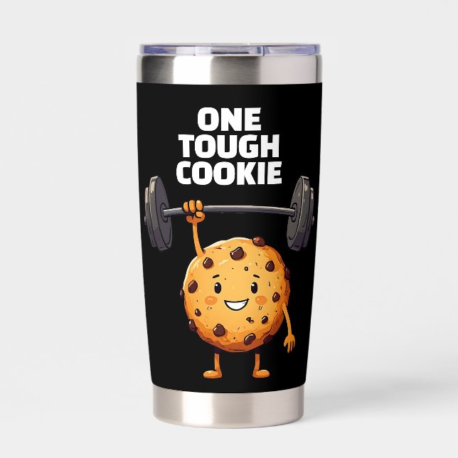 Funny Tough Cookie Lifting Barbell Thermobecher (Vorderseite)