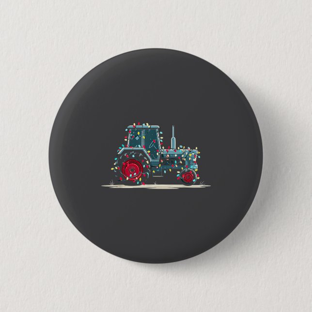 Funny Tractor Christmas Graphics Lights Lover Farm Button (Vorderseite)